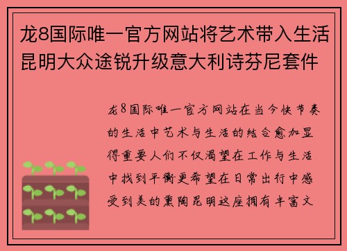 龙8国际唯一官方网站将艺术带入生活昆明大众途锐升级意大利诗芬尼套件