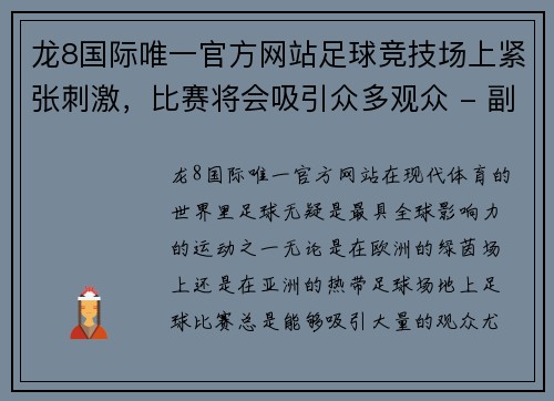 龙8国际唯一官方网站足球竞技场上紧张刺激，比赛将会吸引众多观众 - 副本